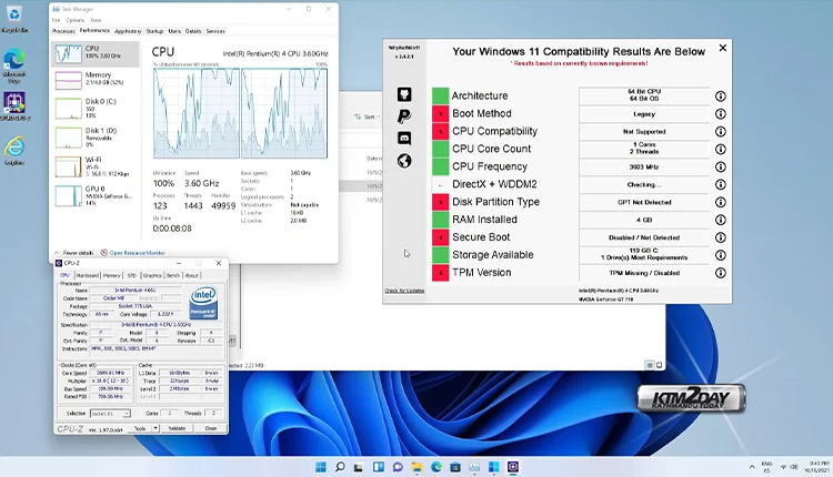 Windows 11 running on Pentium 4 661