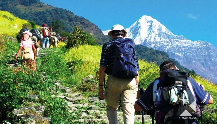 Foreign tourists visiting Nepal